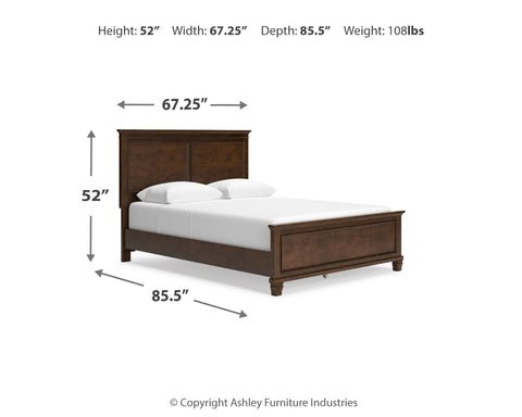 Danabrin Queen Panel Bed with Mirrored Dresser and Nightstand