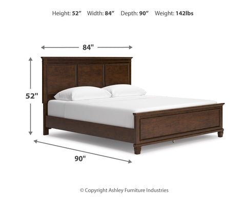 Danabrin California King Panel Bed with Mirrored Dresser, Chest and Nightstand