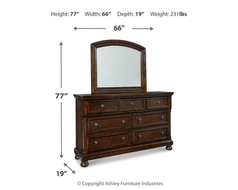 Porter Queen Panel Bed with Mirrored Dresser and Chest