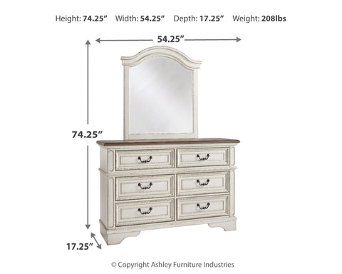 Realyn Full Panel Bed with Mirrored Dresser and Chest