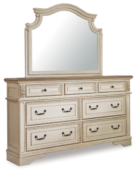 Realyn King Sleigh Bed with Mirrored Dresser and Chest