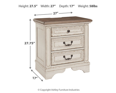 Realyn Queen Upholstered Panel Bed with Mirrored Dresser and 2 Nightstands