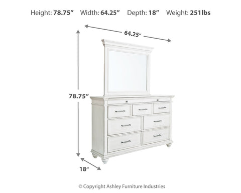 Kanwyn Queen Panel Bed with Storage with Mirrored Dresser