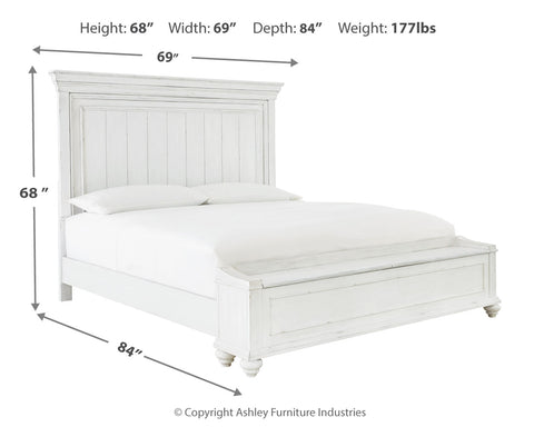 Kanwyn Queen Panel Bed with Storage with Mirrored Dresser and Chest