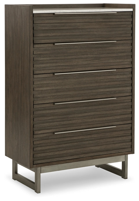 Arkenton California King Panel Bed with Mirrored Dresser and Chest