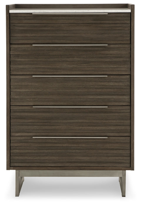 Arkenton California King Panel Bed with Mirrored Dresser and Chest