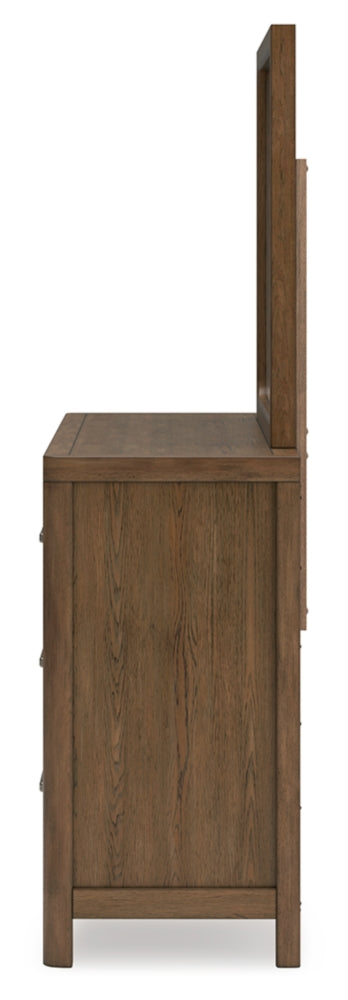 Cabalynn California King Panel Bed with Storage with Mirrored Dresser and 2 Nightstands