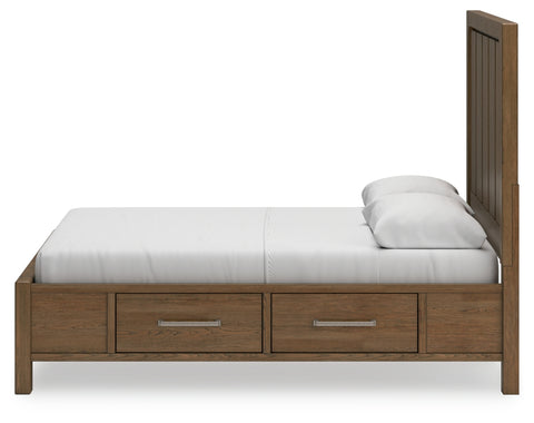 Cabalynn Queen Panel Bed with Storage with Mirrored Dresser and Nightstand
