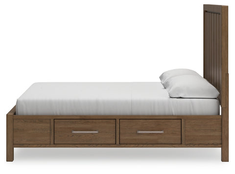 Cabalynn California King Panel Bed with Storage with Mirrored Dresser and 2 Nightstands