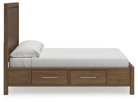 Cabalynn California King Panel Bed with Storage with Mirrored Dresser and 2 Nightstands