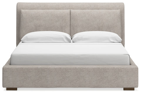 Cabalynn King Upholstered Bed with Mirrored Dresser and Chest