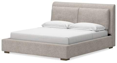 Cabalynn California King Upholstered Bed with Mirrored Dresser, Chest and 2 Nightstands