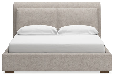 Cabalynn California King Upholstered Bed with Mirrored Dresser and Chest