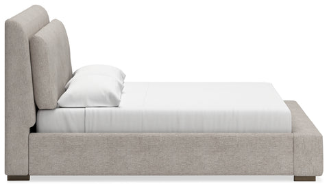 Cabalynn California King Upholstered Bed with Mirrored Dresser, Chest and Nightstand