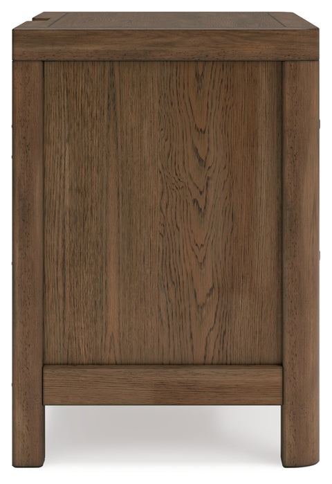 Cabalynn California King Panel Bed with Storage with Mirrored Dresser and Nightstand