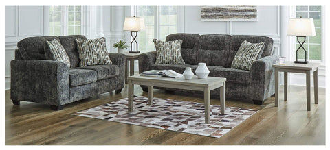 Grey fabric sofa loveseat