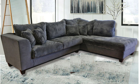 Grey Plush fabric sectional